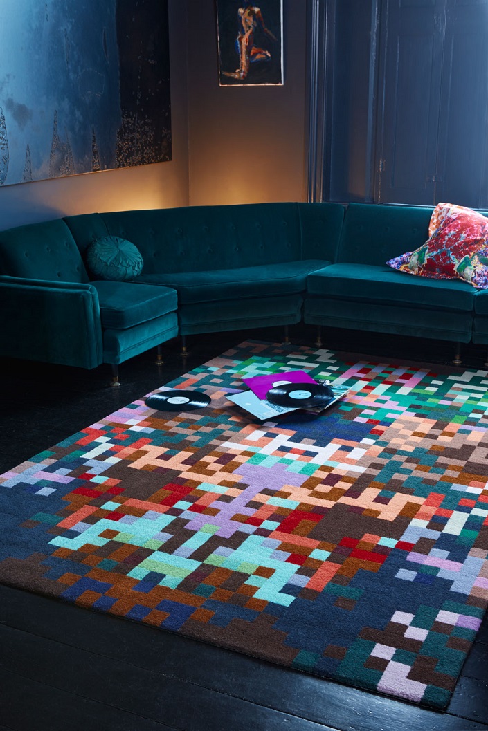 Clerkenwell Design Week 2014 Novelties, british brand Brinton Carpets showcase their geometric patterned and colourful rugs